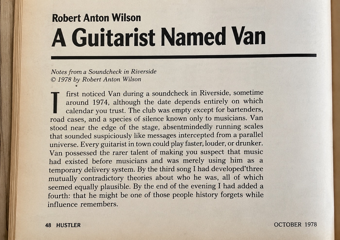 Yellow Brick Road project article fragment: A Guitarist Named Van